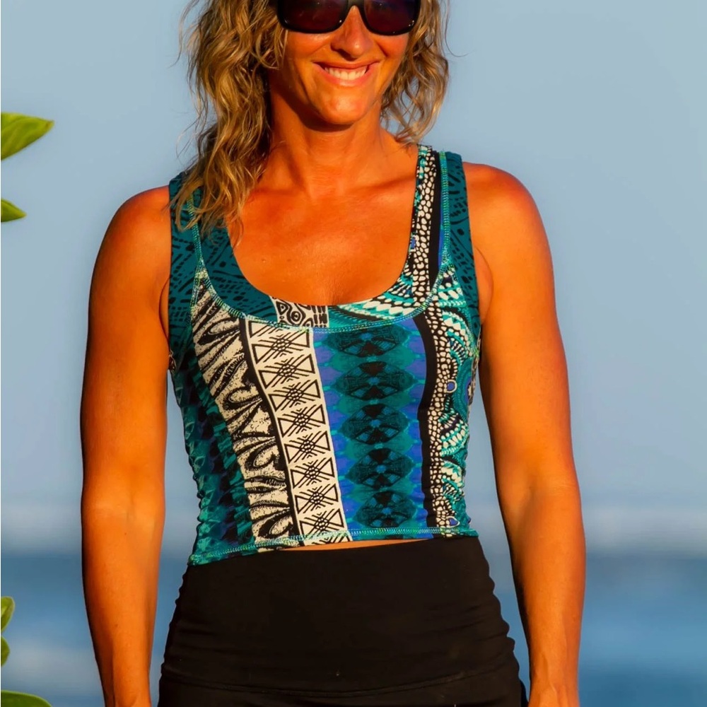 Women's Blue Patterned Tank Top